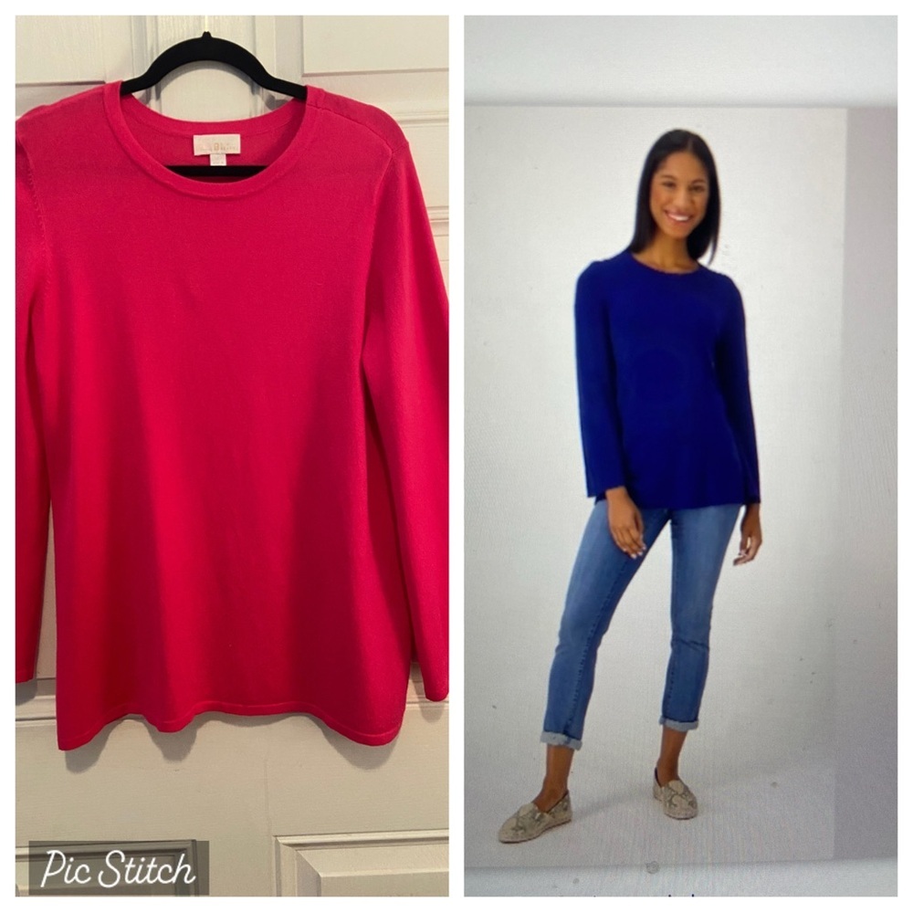 Belle by Kim Gravel Feather Knit Bell Sleeve Sweater Bright Pink S New